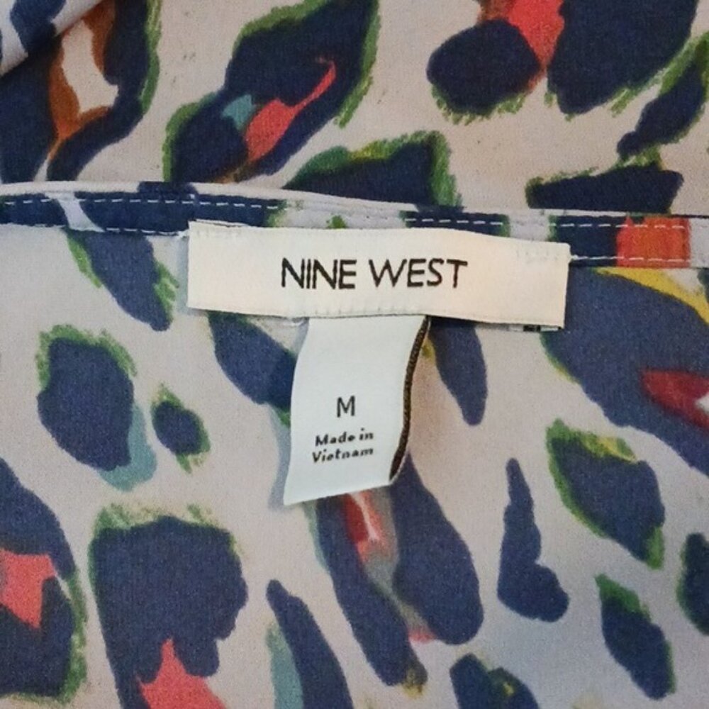 Nine West Camisole Tank Top Womens Size M Blue Animal Print Classic - Picture 6 of 8